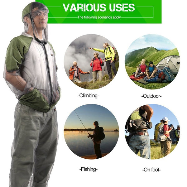 1 Set Anti Mosquito Fishing Clothes Hiking Shirt Suit Quick Dry Mesh Net  Fishing Clothing Beekeeping Clothes With Fishing Gloves