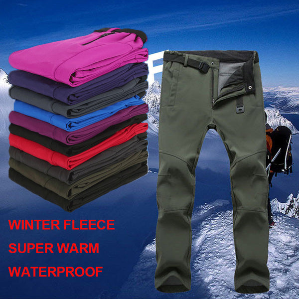 Women's Winter Outdoor Waterproof Hiking Trousers Camping Climbing Fishing  Skiing Trekking Softshell Fleece Warm Pants