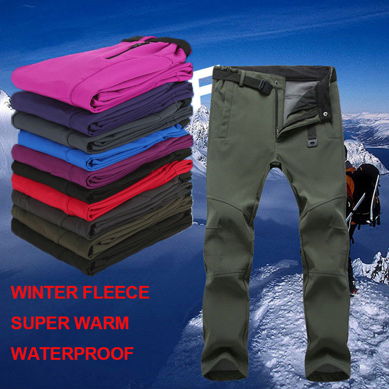 Waterproof Soft Shell Winter Hiking Pants Men Women Camping